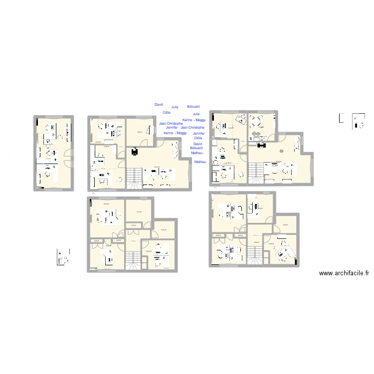 bureau. Plan de 27 pièces et 308 m2