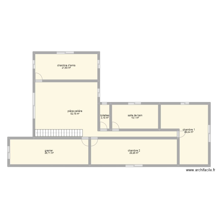 étage les bahuts Romain Manon. Plan de 7 pièces et 177 m2