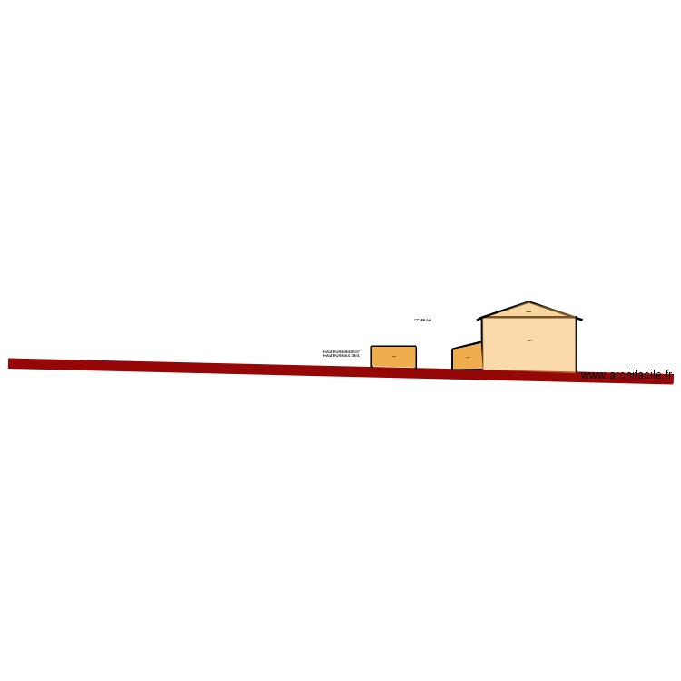 COUPE DP3. Plan de 1 pièce et 9 m2