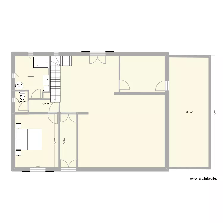 SdB RDC. Plan de 4  et 119 m²