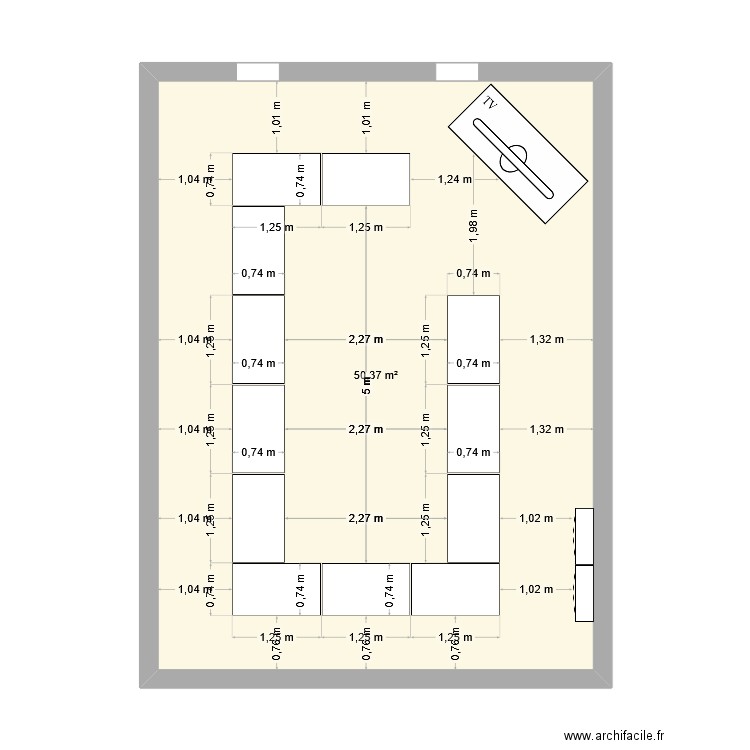 Formation - V2. Plan de 1 pièce et 50 m2
