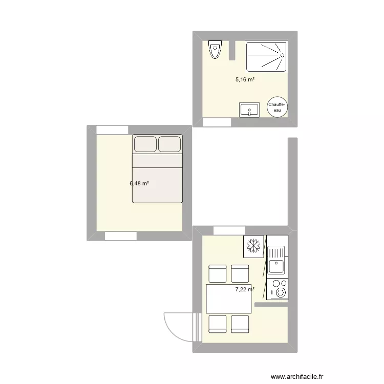Plan touquet. Plan de 3 Pièces et 19 m²