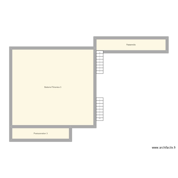 Batterie 3. Plan de 3 pièces et 65 m2