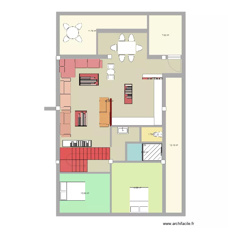 Bureau. Plan de 8  et 123 m²