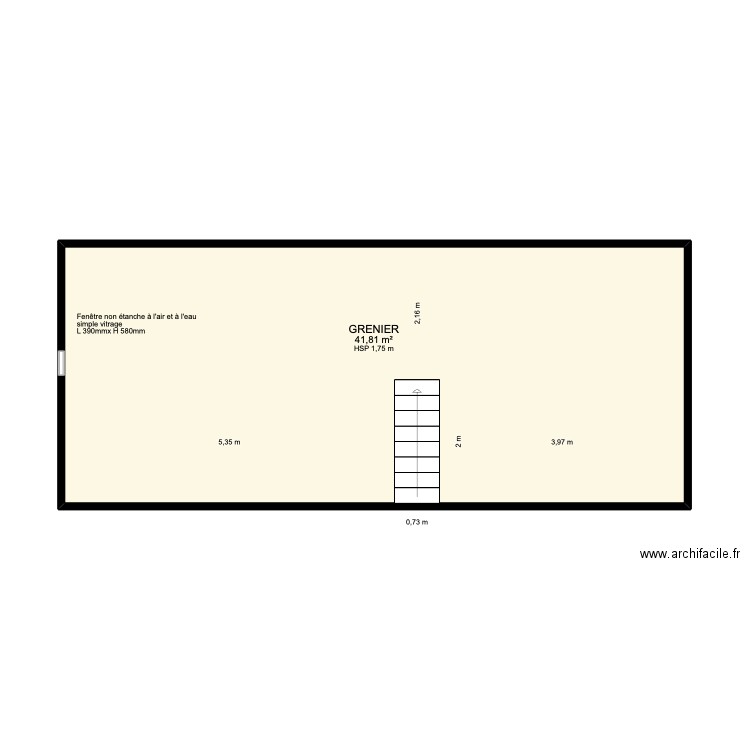 GRENIER après travaux -V1. Plan de 1 pièce et 42 m2