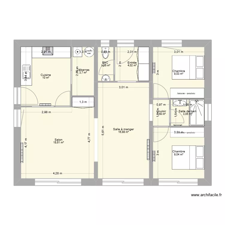 BUREAUX MARIE-CLAUDE - BENODET. Plan de 10  et 78 m²