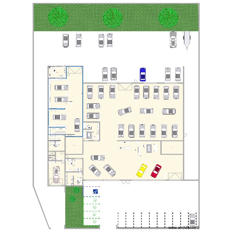 events auto atelier ROMCAM. Plan de 14 pièces et 1229 m2