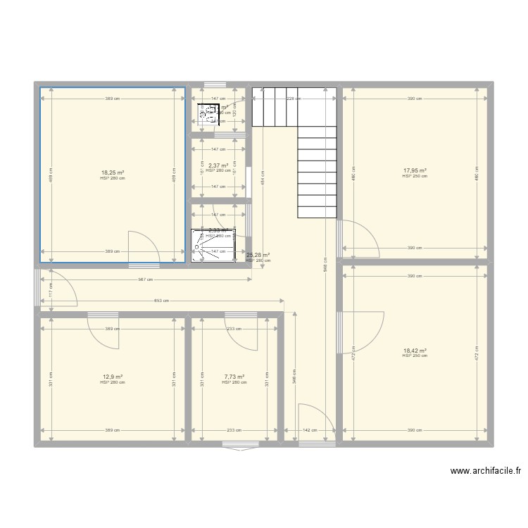 Khalfaoui mohamed lamine. Plan de 9 pièces et 107 m2