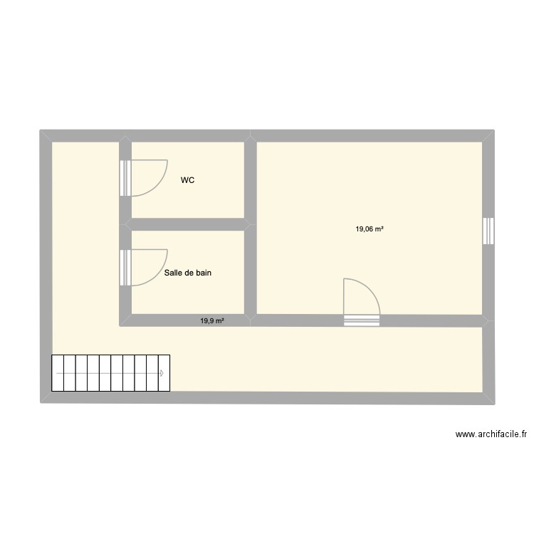 Annexe Rai de soce. Plan de 4 pièces et 48 m2