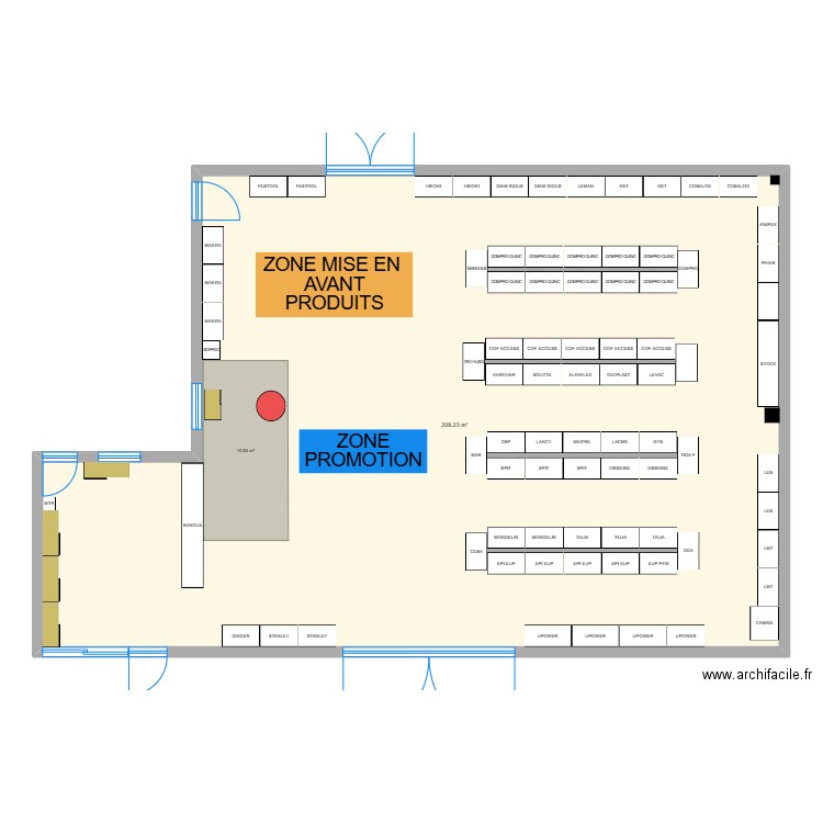 CREST RDC. Plan de 1 pièce et 208 m2