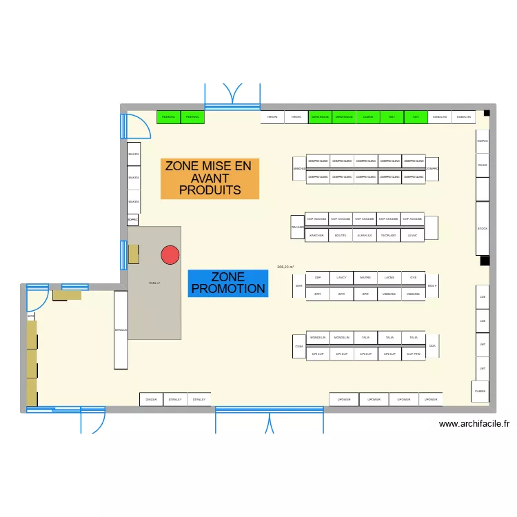 CREST RDC. Plan de 1  et 208 m²