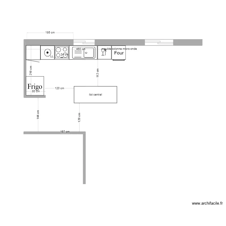 Cuisine Guagliola B version electricien. Plan de 