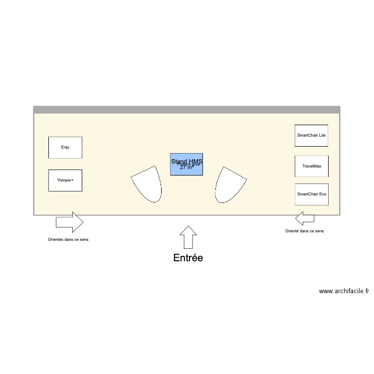 Plan salon HMS. Plan de 1 pièce et 27 m2
