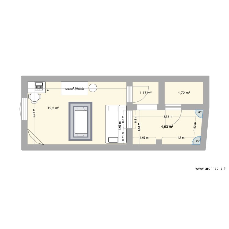 plan  baudin. Plan de 4 pièces et 20 m2