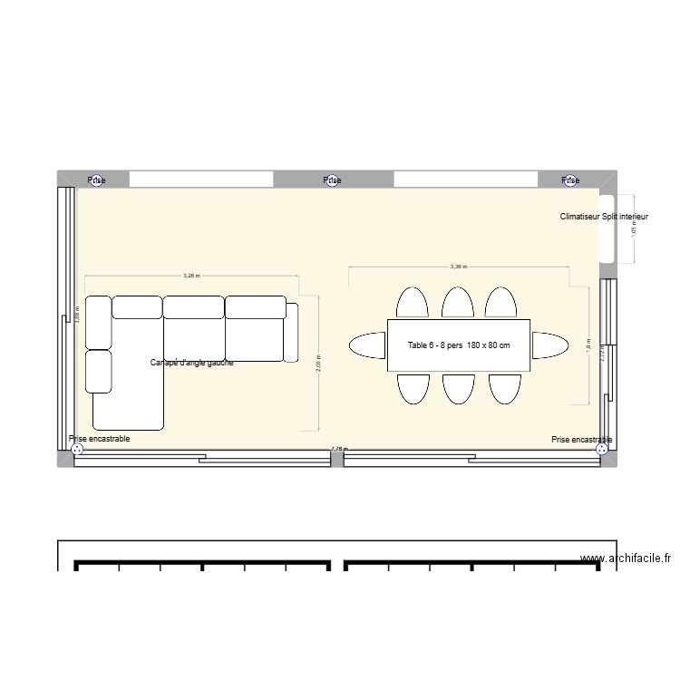 extension. Plan de 1 pièce et 32 m2