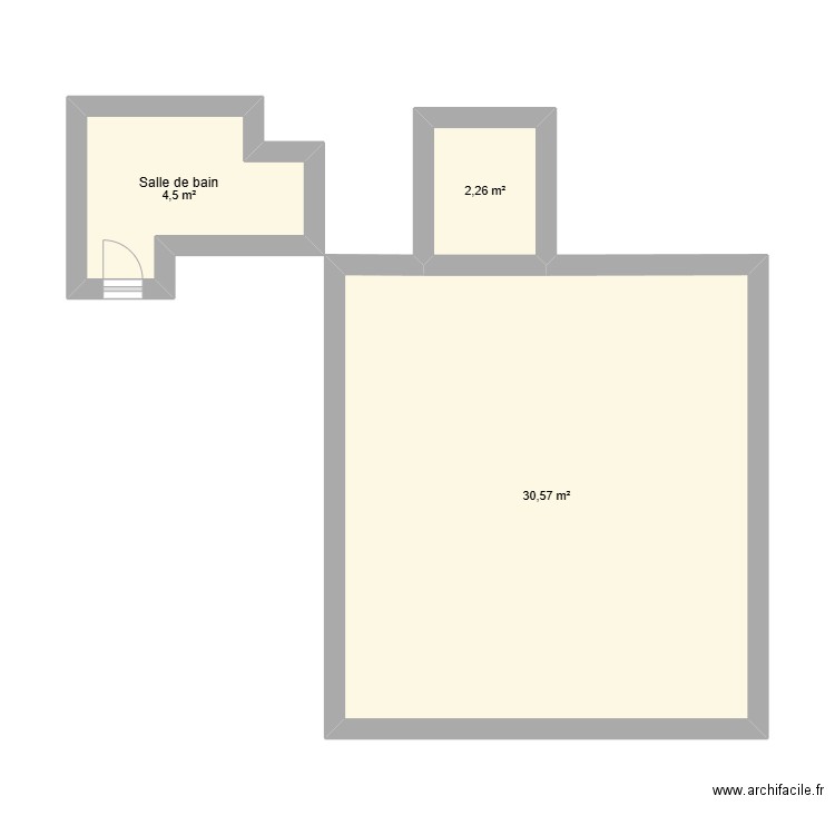 Appart. Plan de 3 pièces et 37 m2
