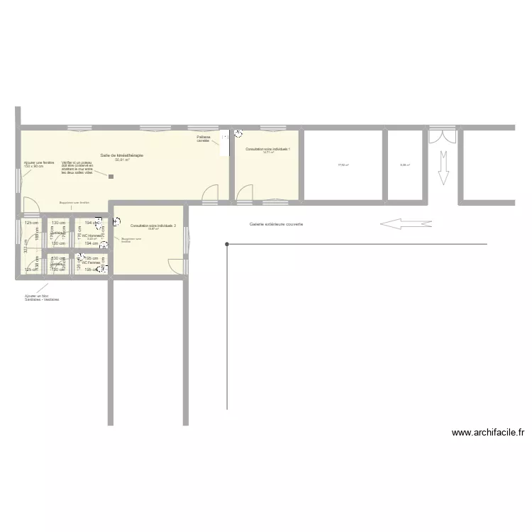 Hôpital Gihanga - Bâtiment transformé pour service kiné . Plan de Hôpital Gihanga - Bâtiment transformé pour service kiné . Plan de