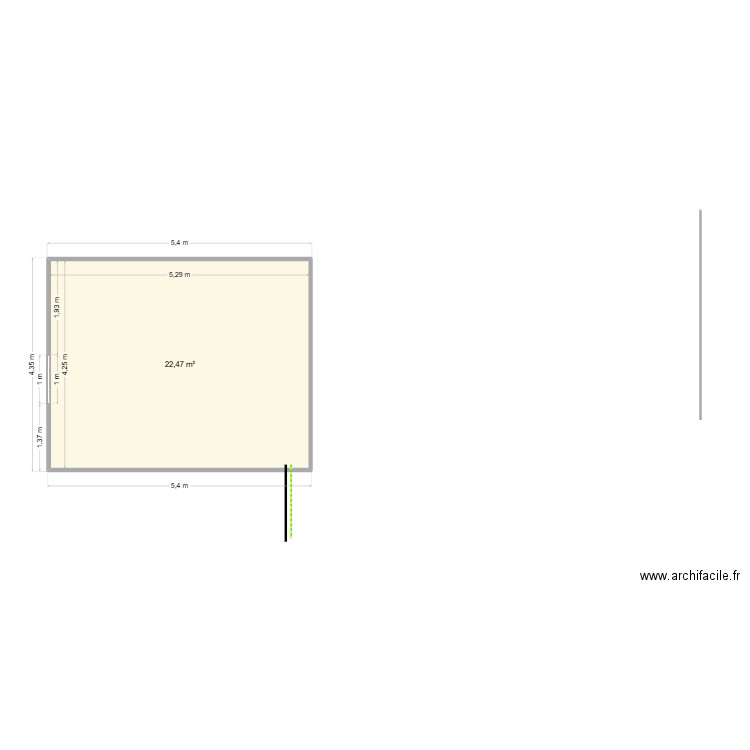 séchoir may vide. Plan de 1 pièce et 22 m2