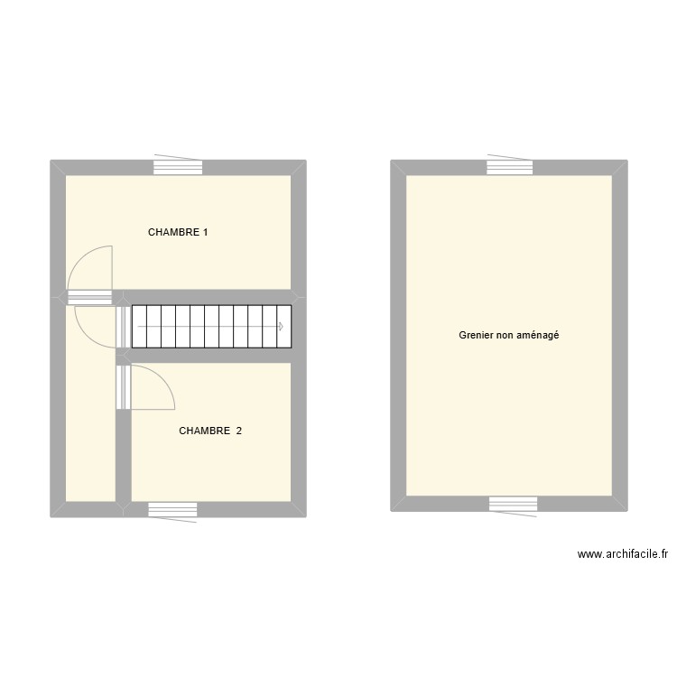 CLINQUET 1ER ETAGE , GRENIER , AVANT TRAVAUX. Plan de 4 pièces et 40 m2