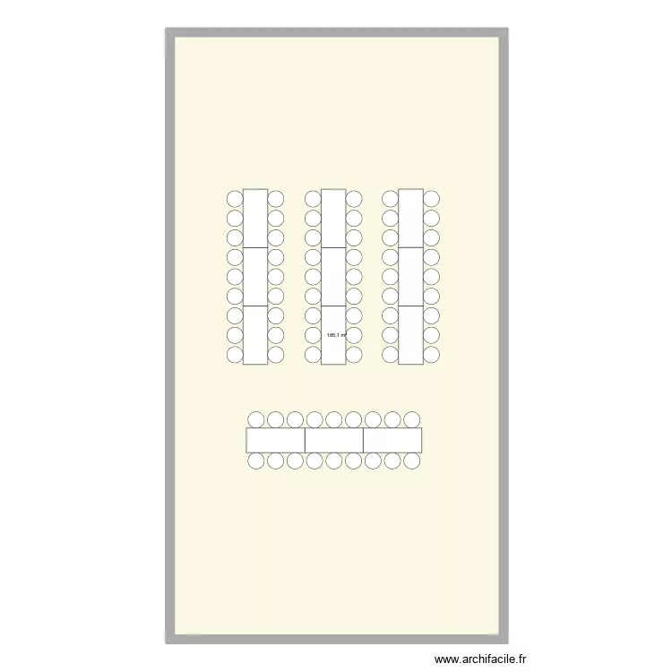 plan de table 2. Plan de 1  et 185 m²