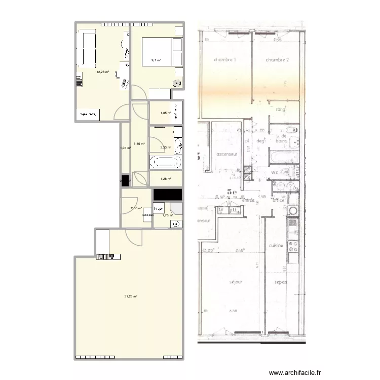 Plan Place Souham. Plan de 