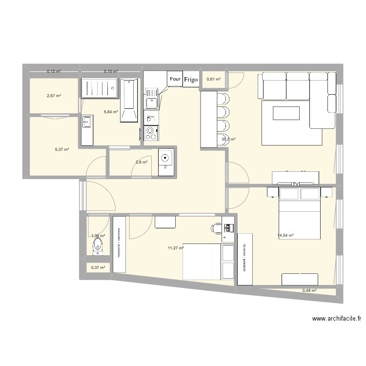 AV DE LA CORSE. Plan de 13 pièces et 81 m2