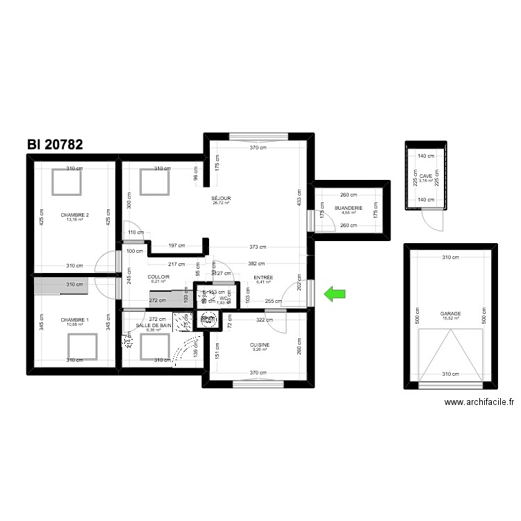 BI 20782. Plan de 12 pièces et 104 m2