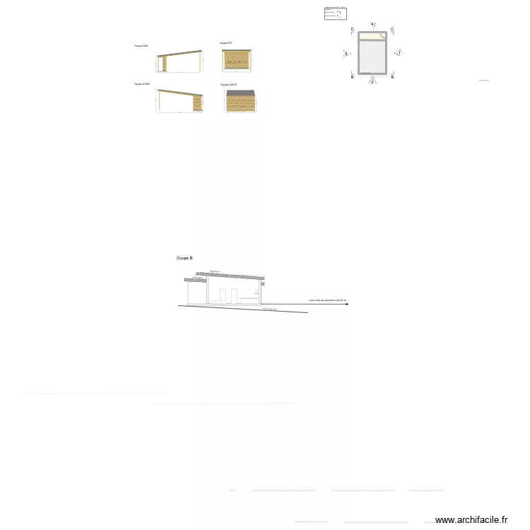 Plan coupe et façade ABRIS JARDIN Beral. Plan de 2 Pièces et 22 m² Plan coupe et façade ABRIS JARDIN Beral. Plan de 2 Pièces et 22 m²