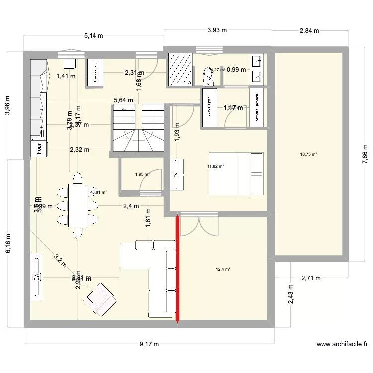 MAISON SANS LEXTENSION SOTTEVILLE. Plan de 7  et 99 m²