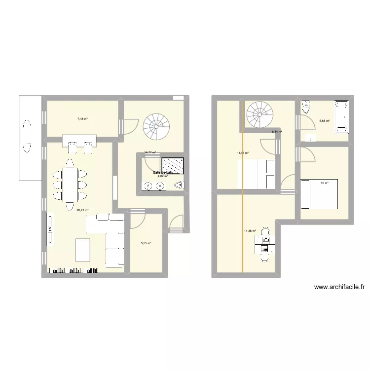 77 roucas test. Plan de 10  et 106 m²