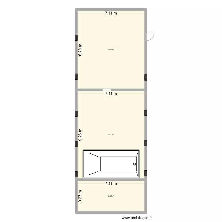 hangar 2. Plan de 3  et 148 m²