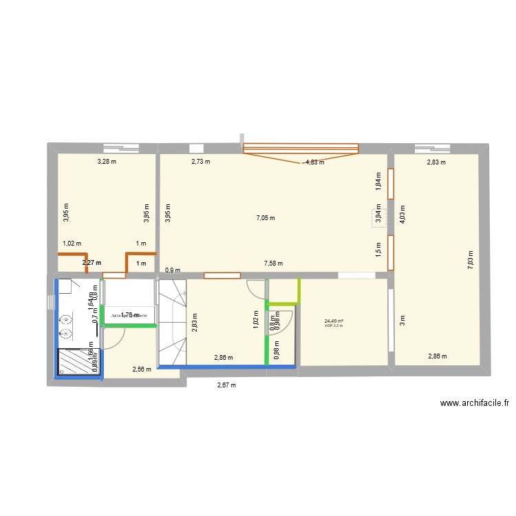 RDJ Hendaye v3. Plan de 4 pièces et 87 m2
