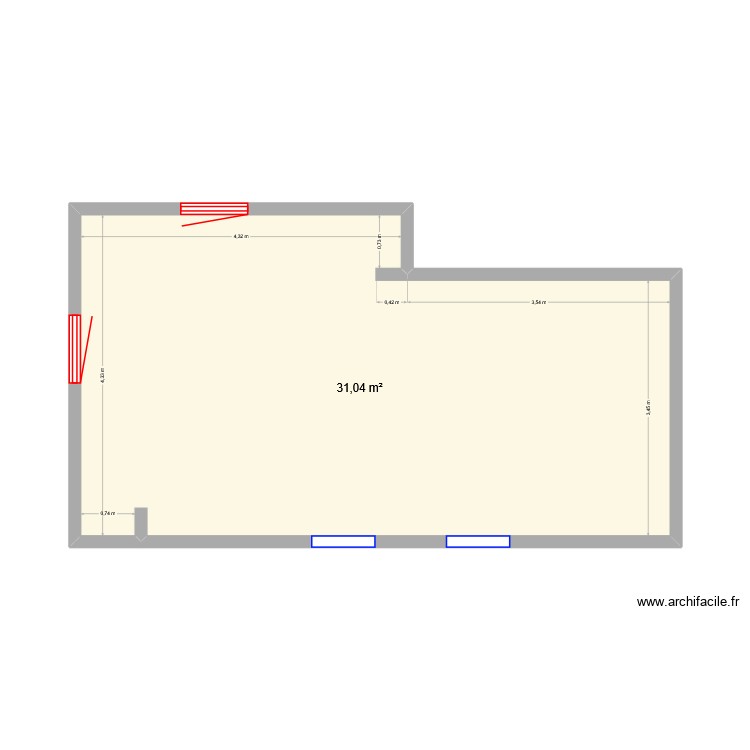 Studio. Plan de 0 pièce et 0 m2