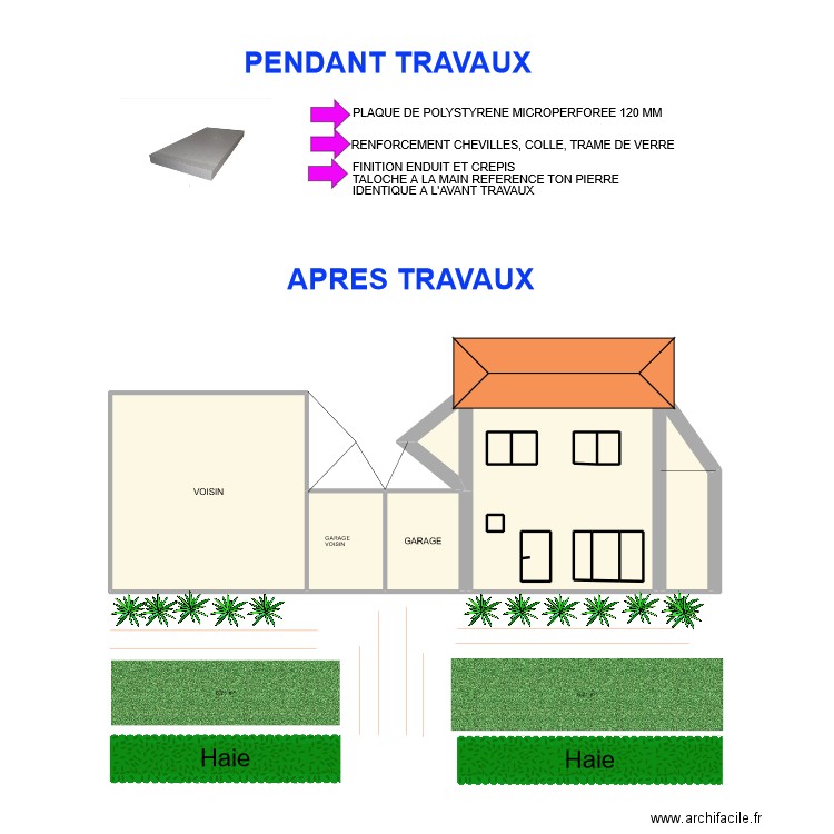 hazard. Plan de 15 pièces et 44 m2