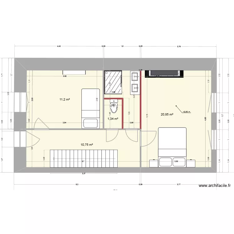 Couflens1-iV3. Plan de 4 Pièces et 44 m²