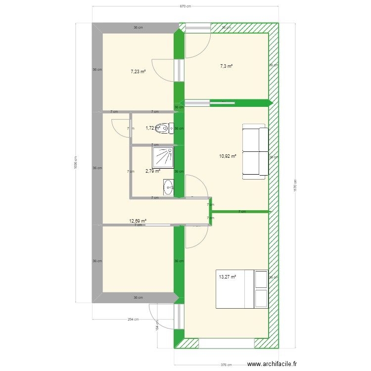 CHASTENET ISOLATION. Plan de 7 pièces et 56 m2