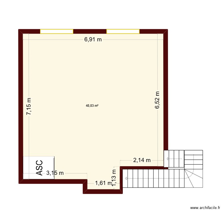 ETAGE 49 M² SALERNES. Plan de 1 pièce et 49 m2