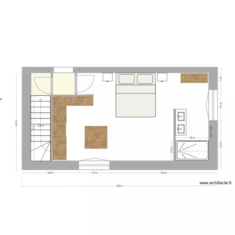 PLAN agrandissement. Plan de 2 Pièces et 5 m² PLAN agrandissement. Plan de 2 Pièces et 5 m²