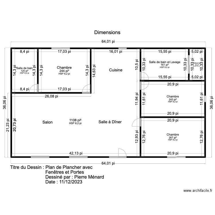 maison lamèque 2. Plan de 7 pièces et 204 m2