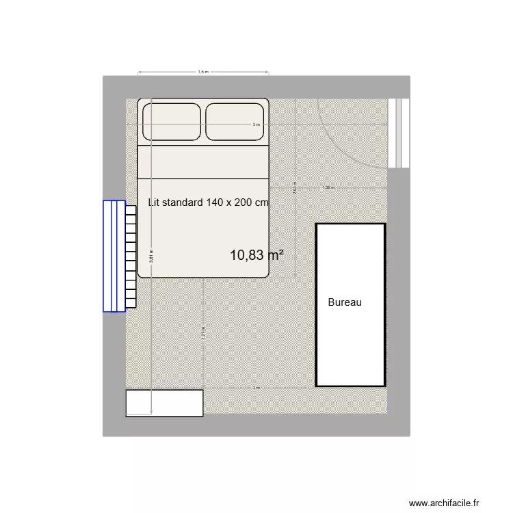 Chambre Rémi actuelle31. Plan de 1 Pièce et 11 m² Chambre Rémi actuelle31. Plan de 1 Pièce et 11 m²
