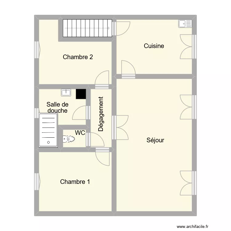 danyce rdc. Plan de 8  et 90 m²