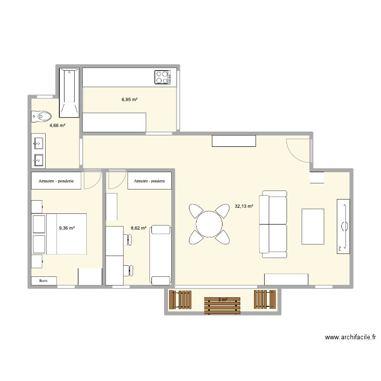 Dream. Plan de 6 pièces et 65 m2