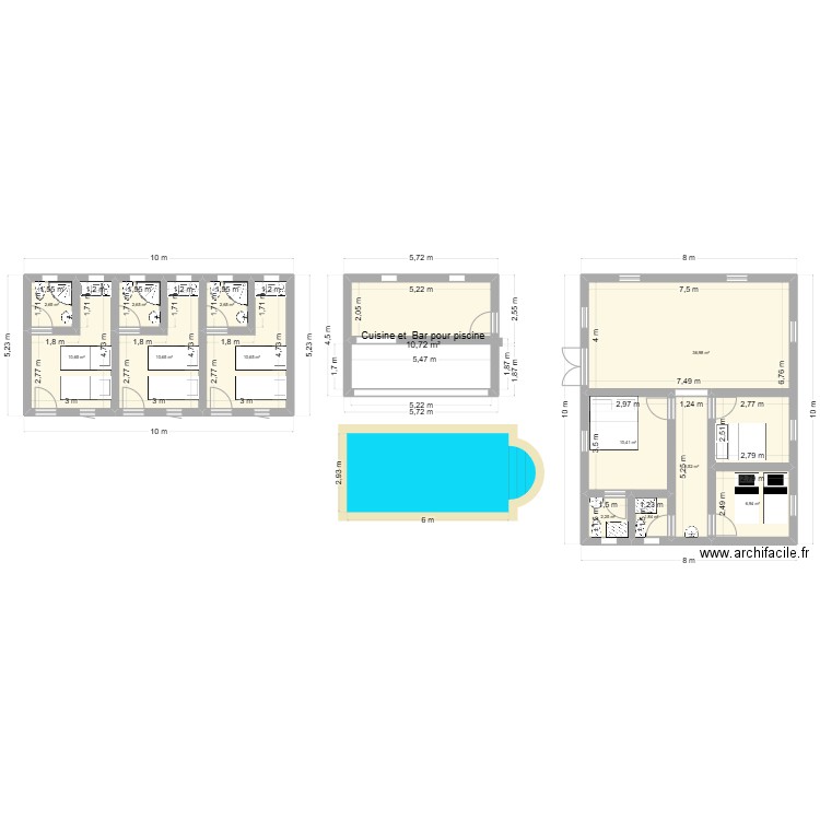 Cite Antsirabe. Plan de 13 pièces et 116 m2