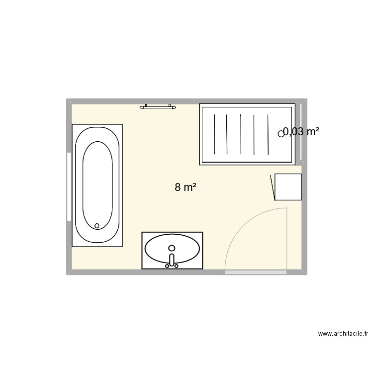 sdb payelle st martin de hinx. Plan de 2 pièces et 8 m2