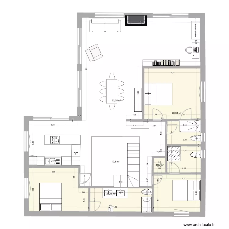 VIAZAC 1er &eacute;tage. Plan de 5  et 132 m²