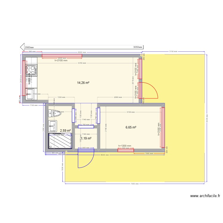 30-1 Углич. Plan de 5 pièces et 45 m2