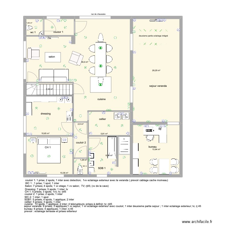 kine 2. Plan de 11 pièces et 134 m2
