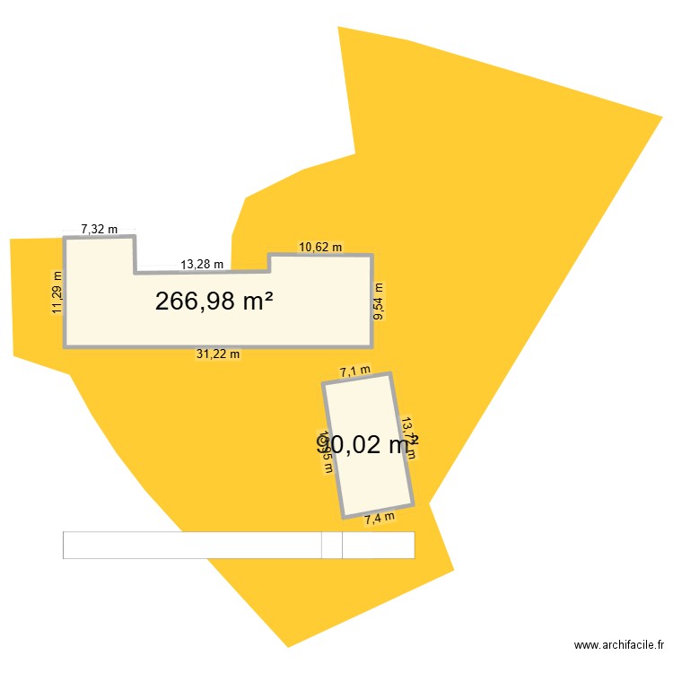 Plan surface. Plan de 2 pièces et 357 m2