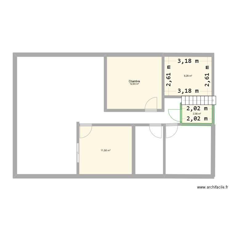 bb parents. Plan de 4 pièces et 35 m2