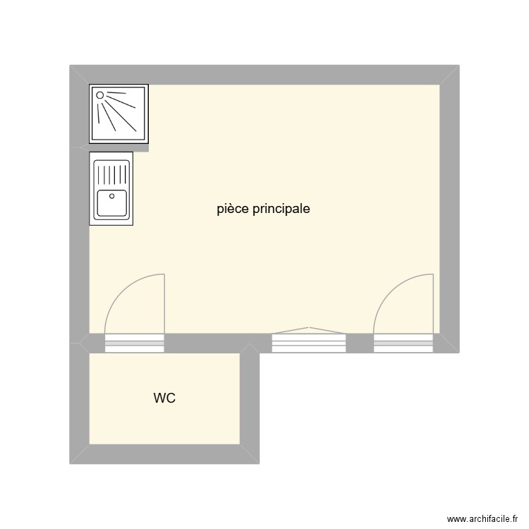 Loupias. Plan de 2 pièces et 18 m2
